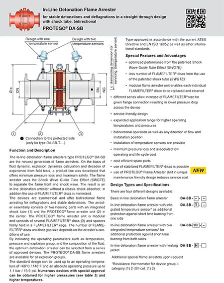 Protego Detonation Arrestors spec sheet