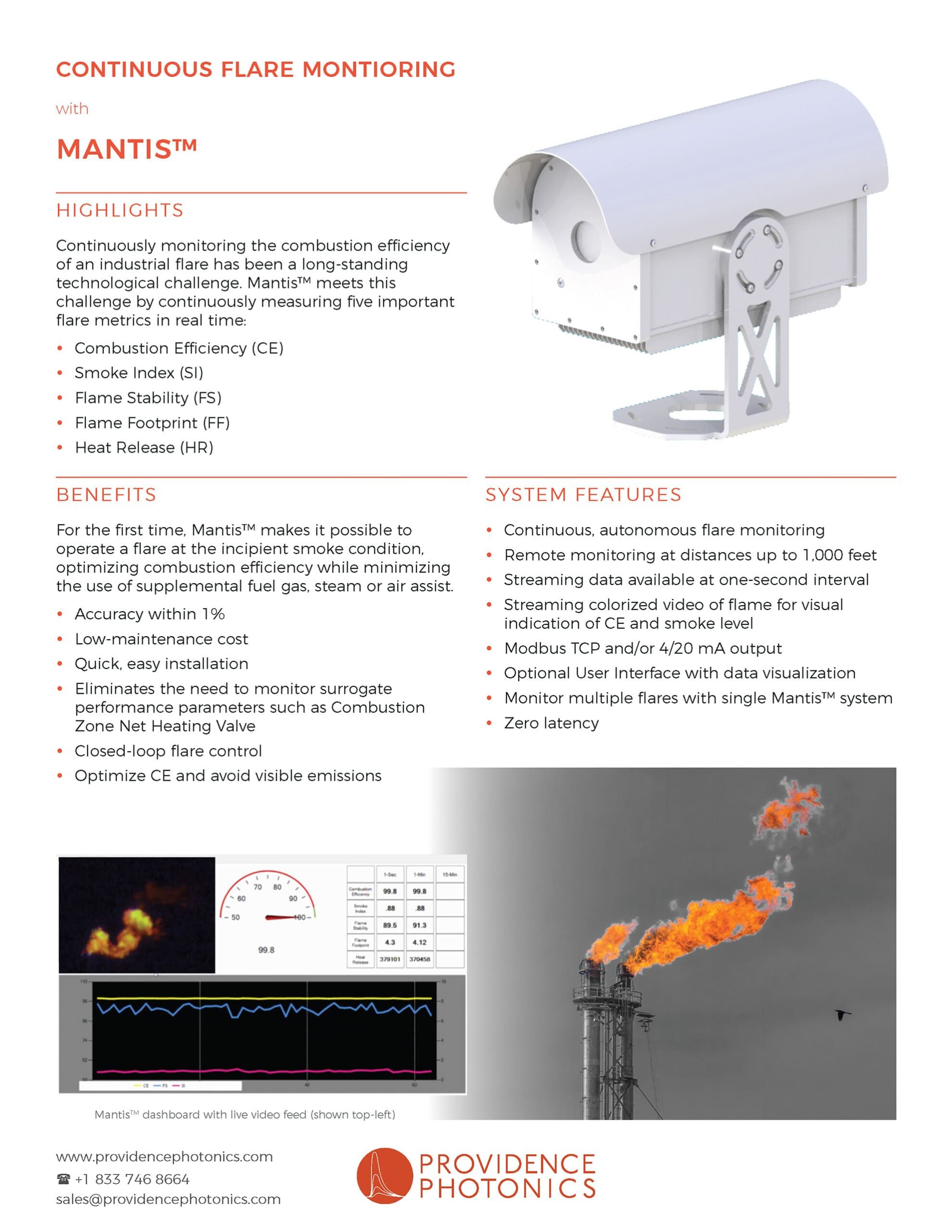 Providence Photonics VISR Mantis flare monitoring system